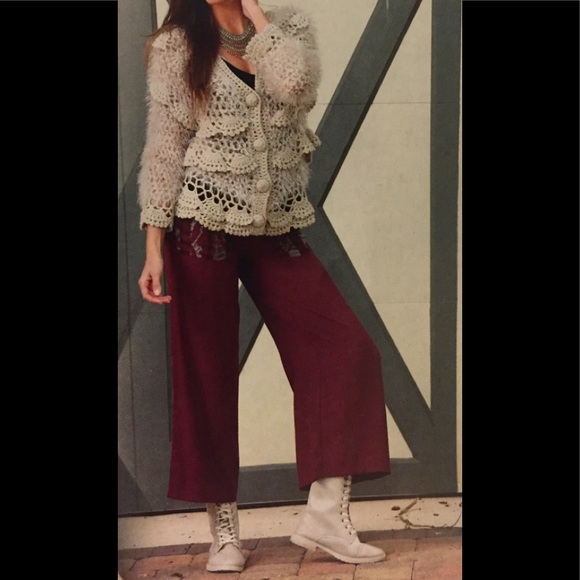 Sacred Threads Pants - NWT. Burgendy wide leg pant. 215809. CL/WH